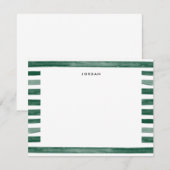 Groene Waterverf Stripe Bedankt Opmerking Kaart (Voorkant / Achterkant)