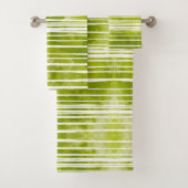 Groene Waterverf Striped Modern Bad Handdoek (Insitu)