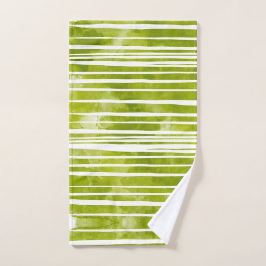 Groene Waterverf Striped Modern Bad Handdoek (Handdoek)