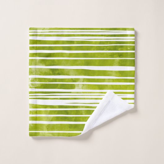 Groene Waterverf Striped Modern Bad Handdoek (Wasdoekje)