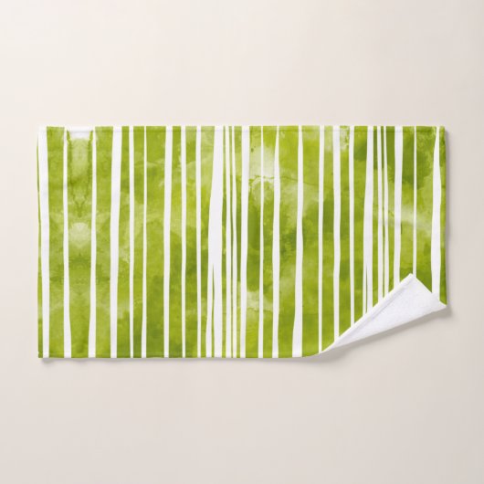 Groene Waterverf Striped Modern Bad Handdoek (Handdoek)