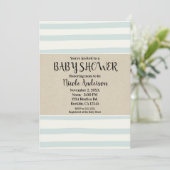 Groene Waterverf Stripes Baby shower Modern Kraft Kaart (Staand voorkant)