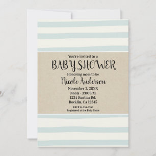 Groene Waterverf Stripes Baby shower Modern Kraft Kaart
