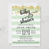 Groene Waterverf Stripes Baby shower Uitnodiging (Voorkant)