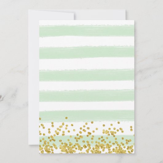 Groene Waterverf Stripes Baby shower Uitnodiging (Achterkant)