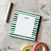 Groene Waterverf Stripes Monogram Post-it® Notes