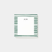 Groene Waterverf Stripes Monogram Post-it® Notes (Voorkant)