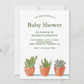 Groene Waterverf Succulenten Baby Shower Kaart (Voorkant)