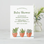 Groene Waterverf Succulenten Baby Shower Kaart (Staand voorkant)