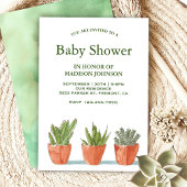 Groene Waterverf Succulenten Baby Shower Kaart