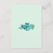 Groene Waterverf Succulenten Bruiloft Informatie Informatiekaartje (Achterkant)