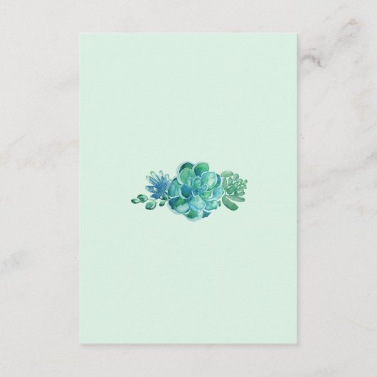 Groene Waterverf Succulenten Bruiloft Informatie Informatiekaartje (Achterkant)