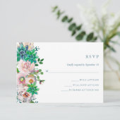 Groene Waterverf Succulenten en Bloemen | RSVP (Staand voorkant)