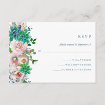 Groene Waterverf Succulenten en Bloemen | RSVP