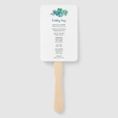 Groene Waterverf Succulenten Trouwprogramma's Handwaaier (Achterkant)