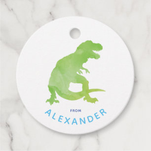 Groene Waterverf T-Rex dinosaurus vanaf Verjaardag Bedankjes Labels