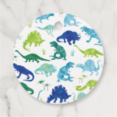 Groene Waterverf T-Rex dinosaurus vanaf Verjaardag Bedankjes Labels (Achterkant)