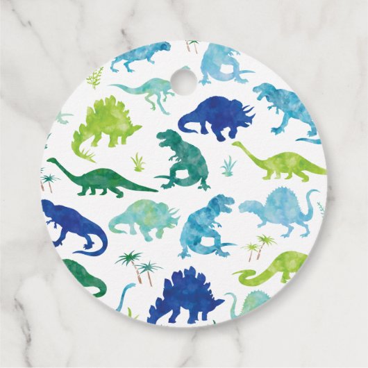 Groene Waterverf T-Rex dinosaurus vanaf Verjaardag Bedankjes Labels (Achterkant)