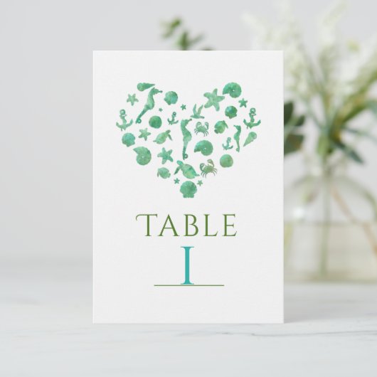 Groene Waterverf Tabelnummerkaarten voor doorsnede Kaart (Staand voorkant)