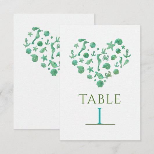 Groene Waterverf Tabelnummerkaarten voor doorsnede Kaart (Voorkant / Achterkant)