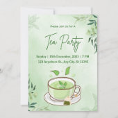 Groene Waterverf Tea Party Uitnodiging (Voorkant)