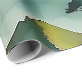 Groene Waterverf themabomen en heuvellandschap Cadeaupapier (Rol Hoek)