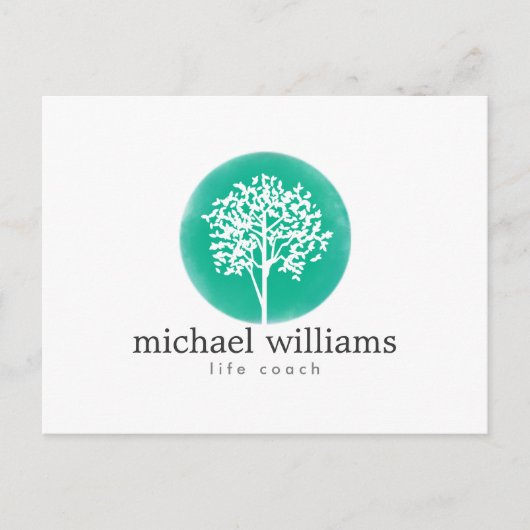 Groene Waterverf Tree Briefkaart (Voorkant)