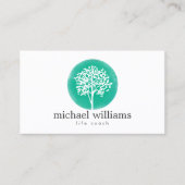 Groene Waterverf Tree Life Coach, Raadgevers Visitekaartje (Voorkant)