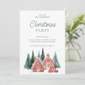 Groene Waterverf Tree QR Code Kerstfeest Feestdagenkaart (Staand voorkant)