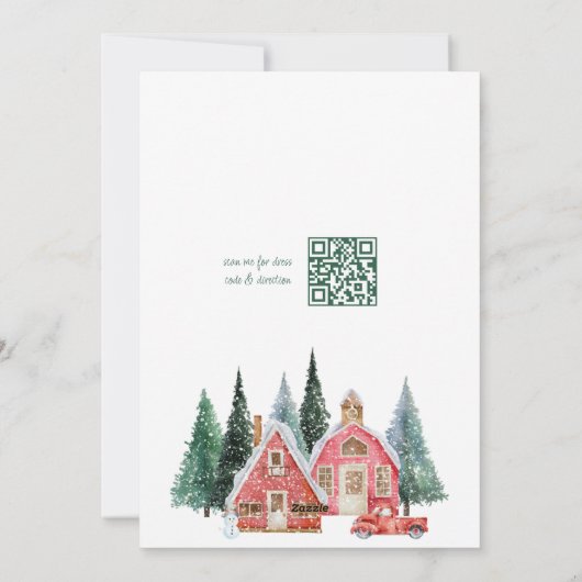 Groene Waterverf Tree QR Code Kerstfeest Feestdagenkaart (Achterkant)