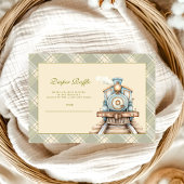 Groene Waterverf Trein Douche Diapper Raffle Informatiekaartje