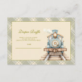 Groene Waterverf Trein Douche Diapper Raffle Informatiekaartje (Voorkant)