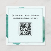 Groene Waterverf Trendy Social Media QR Code Bold Vierkante Visitekaartje (Achterkant)