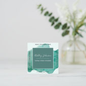 Groene Waterverf Trendy Social Media QR Code Bold Vierkante Visitekaartje (Staand voorkant)