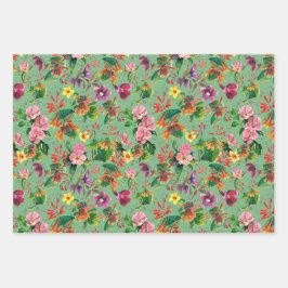 Groene Waterverf Tropical Floral Wrapping Paper