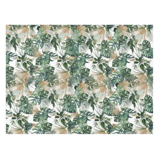 Groene Waterverf Tropical Leaves Pattern Tafelkleed (Voorkant (Horizontaal))