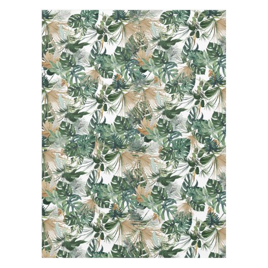 Groene Waterverf Tropical Leaves Pattern Tafelkleed (Voorkant)