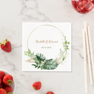 Groene Waterverf Tropisch Monstera laat papieren N Servet