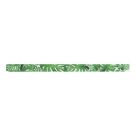 Groene Waterverf Tropisch Monstera Patroon Grosgrain Lint