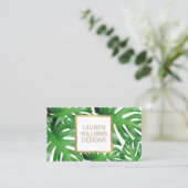 Groene Waterverf Tropisch Monstera Patroon Visitekaartje (Staand voorkant)