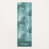 Groene waterverf tropische blad aangepaste naam yogamat (Voorkant)