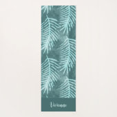 Groene waterverf tropische blad aangepaste naam yogamat (Achterkant)