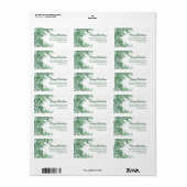 Groene Waterverf tropische bladeren kerst Etiket (Full Sheet)