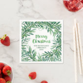 Groene Waterverf Tropische bladeren Kerst servet (Insitu)