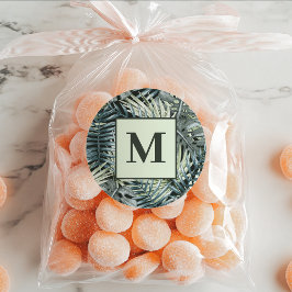 Groene Waterverf Tropische bladeren Ronde Sticker