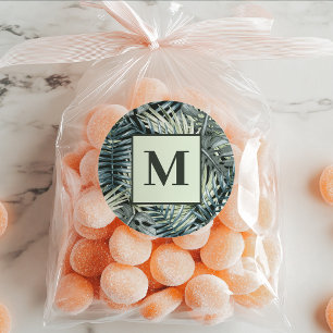 Groene Waterverf Tropische bladeren Ronde Sticker