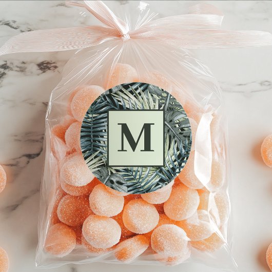 Groene Waterverf Tropische bladeren Ronde Sticker