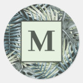 Groene Waterverf Tropische bladeren Ronde Sticker (Voorkant)
