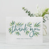 Groene Waterverf Typografie met olie Bedankkaart (Staand voorkant)