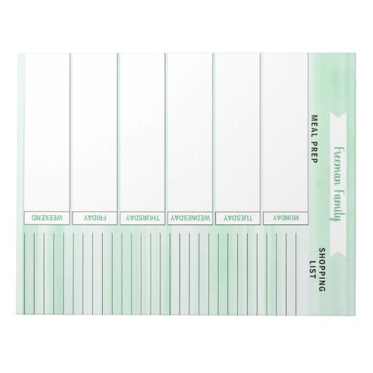 Groene Waterverf van de Lijst van maaltijden Plann Notitieblok (Voorkant)
